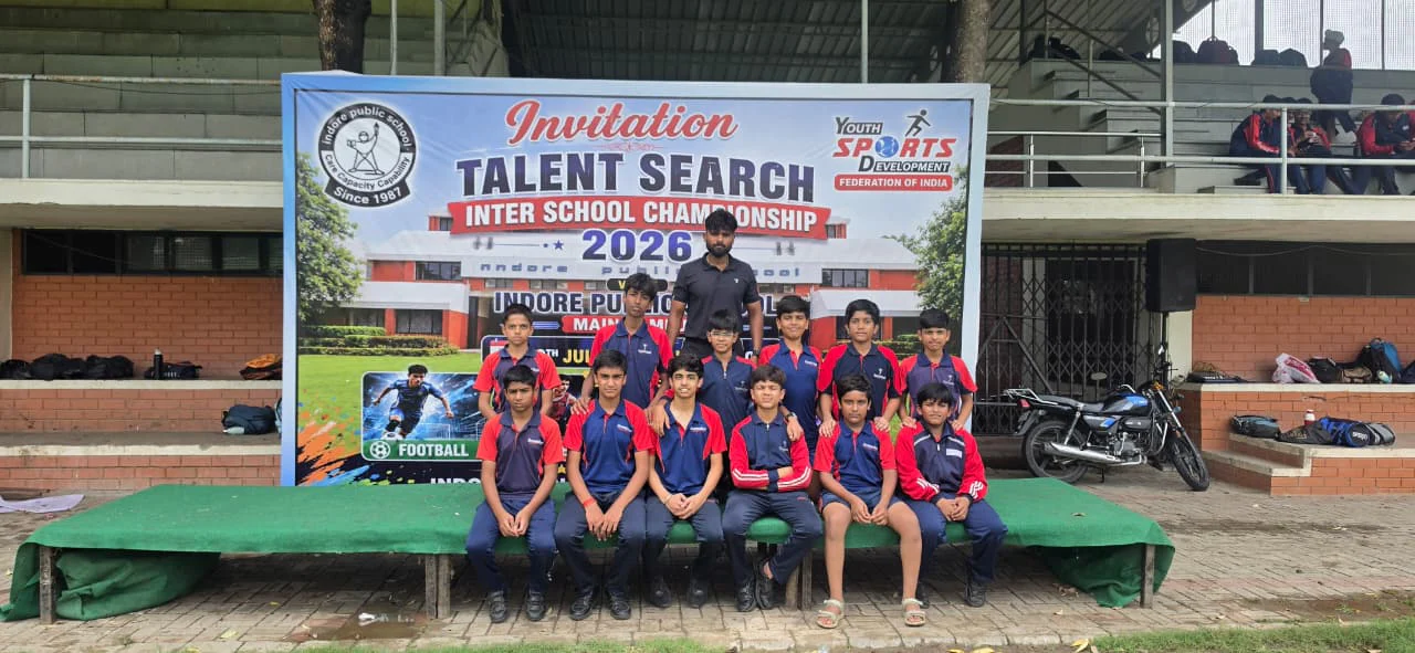 Young footballers representing their school