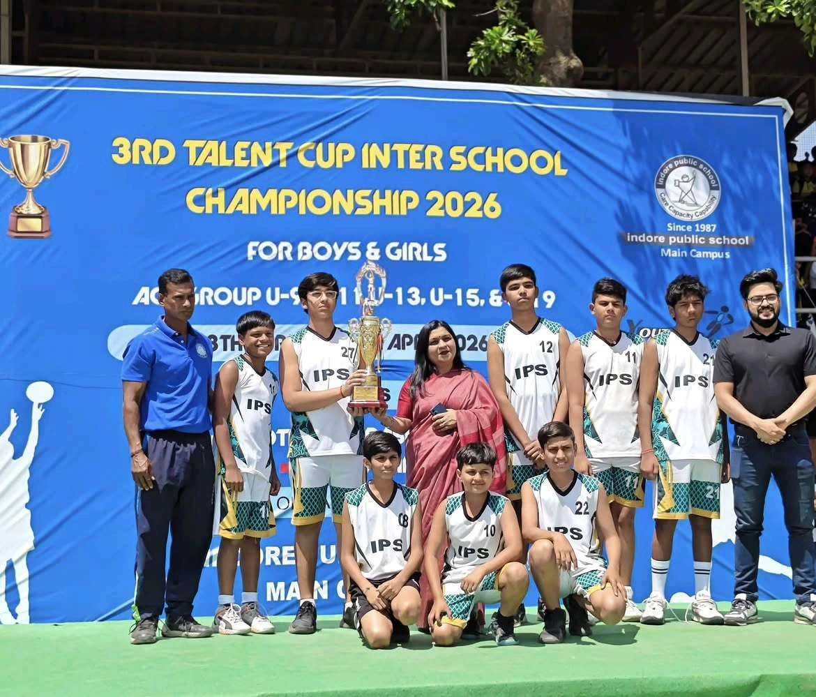 Trophy moment with young athletes