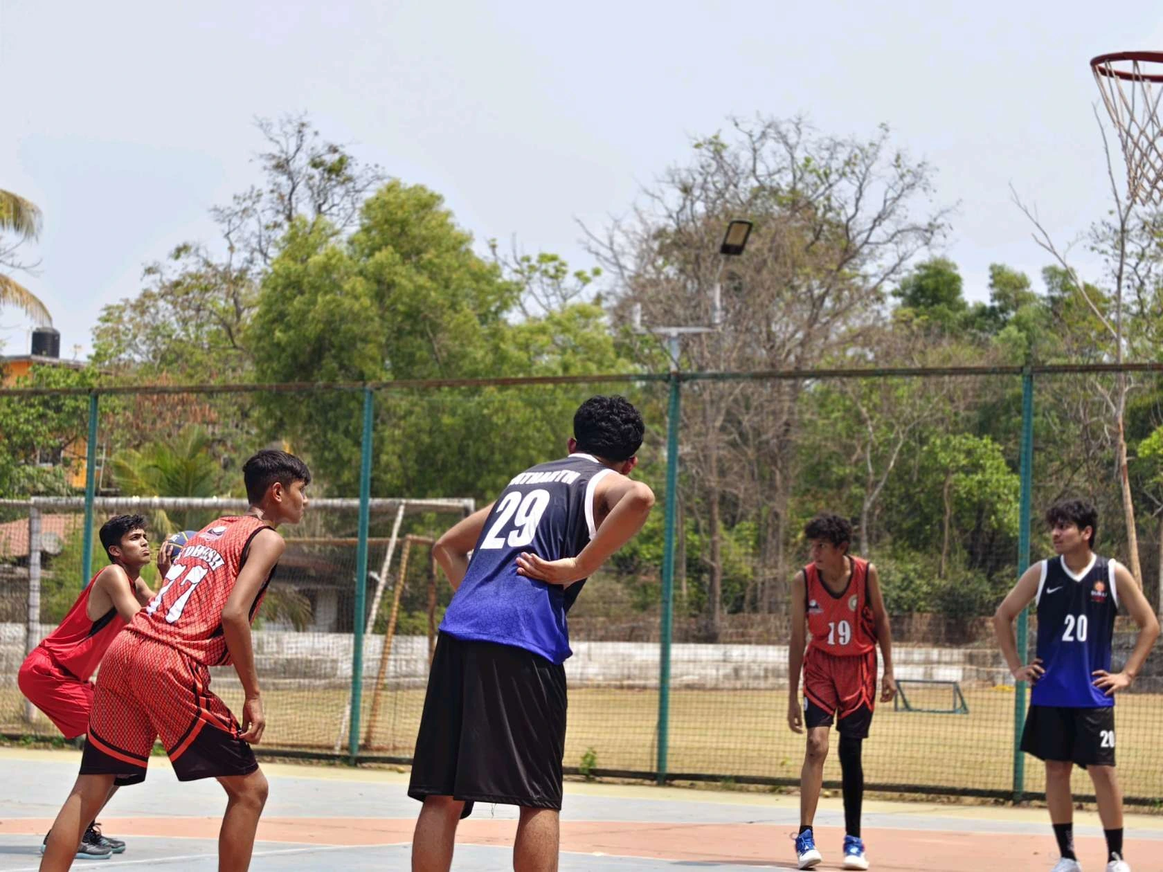 Basketball match action